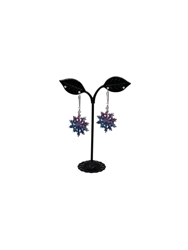 Blue and Purple Snowflake Earrings