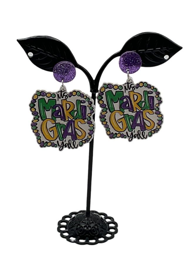 Mardi Gras earrings Hover Image