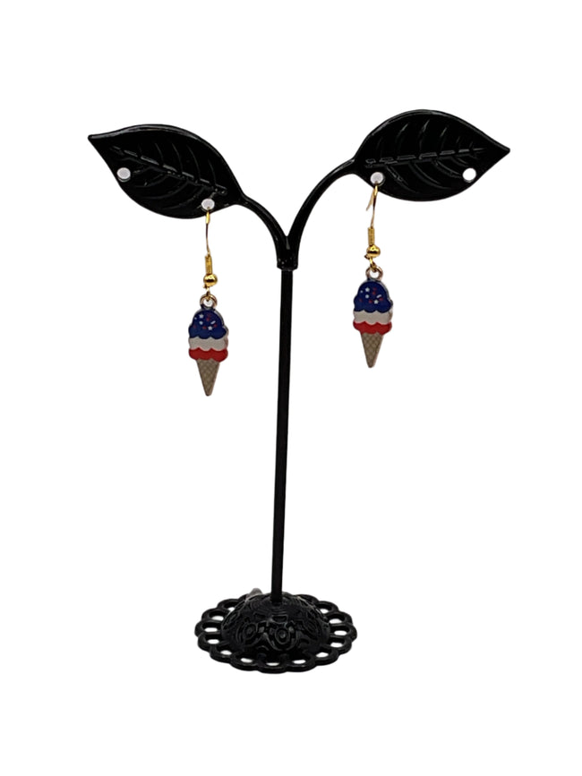 Americana Ice cream Cone earrings Hover Image