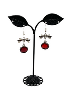 Red circle earrings