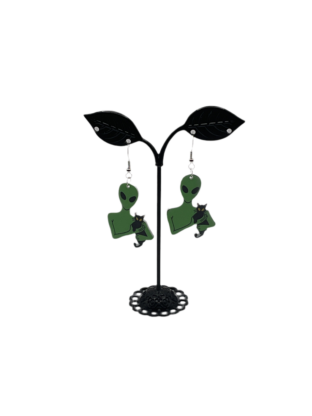 Green alien earrings