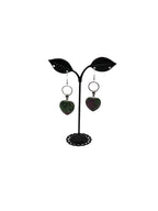 Green And Purple Heart Earrings