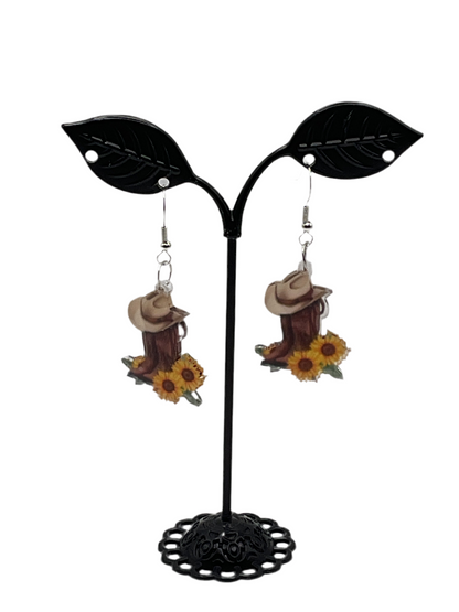 Boots And Sunflower Earrings