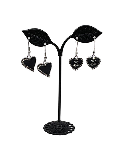 Black Heart Earrings 2