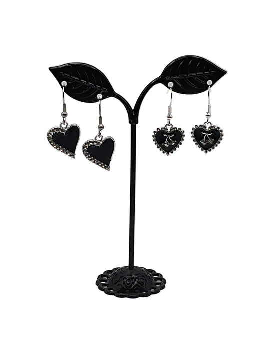 Black Heart Earrings 2