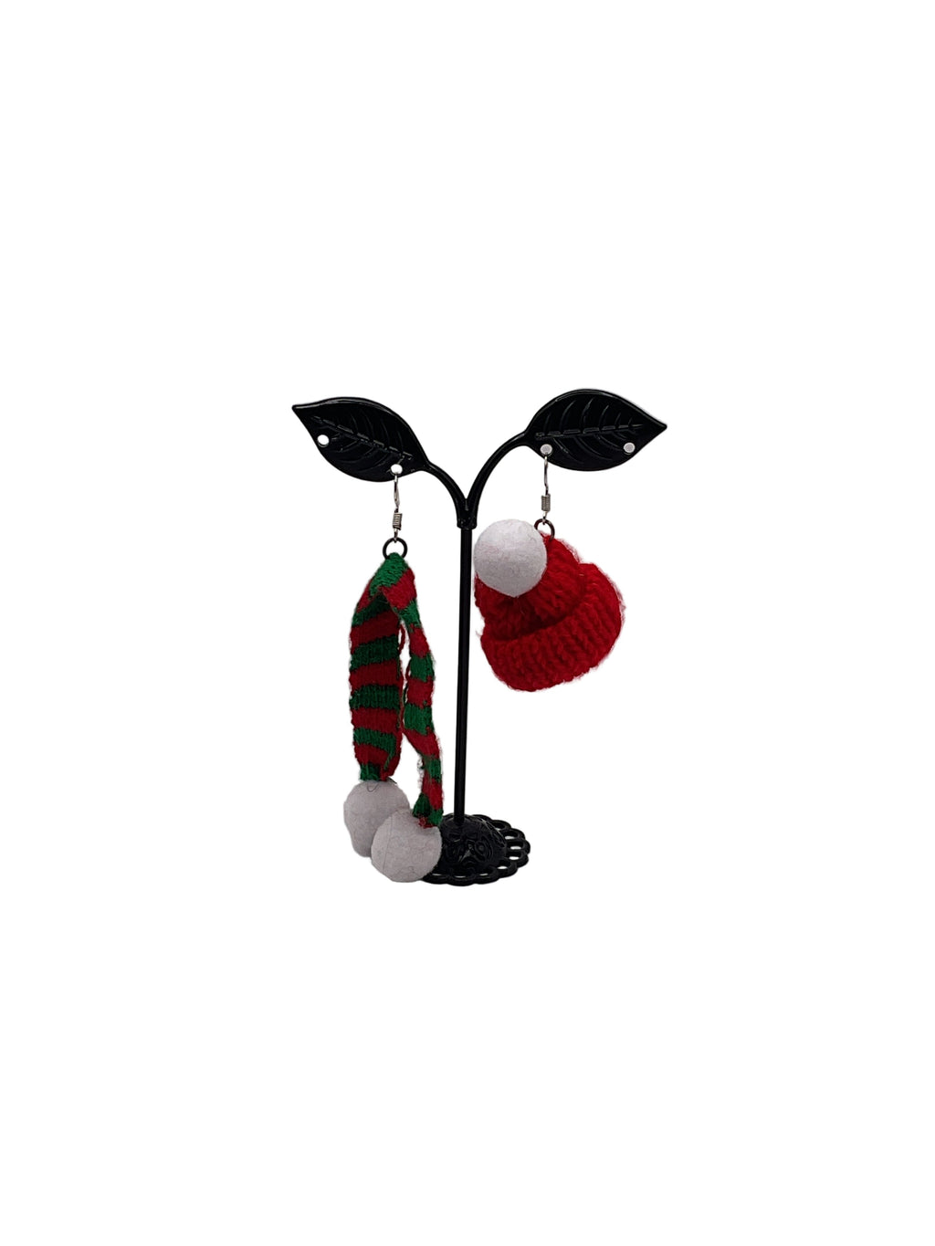 Scarf and hat earrings