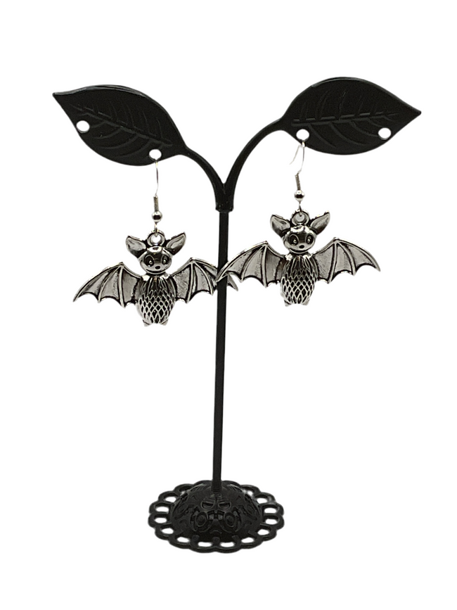 Silver Bat Earrings Hover Image
