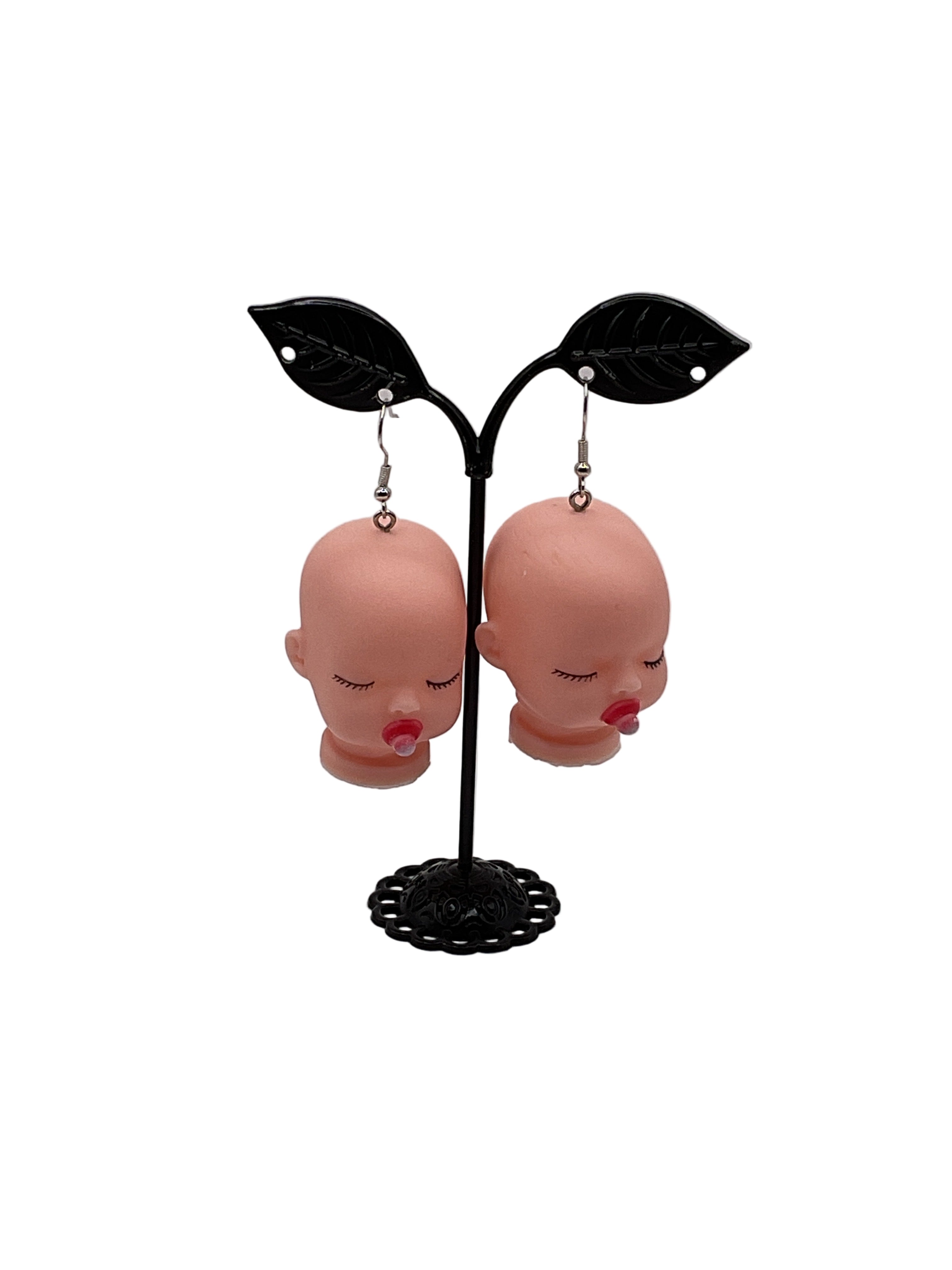 Baby Doll Heads With Pacifier Earrings