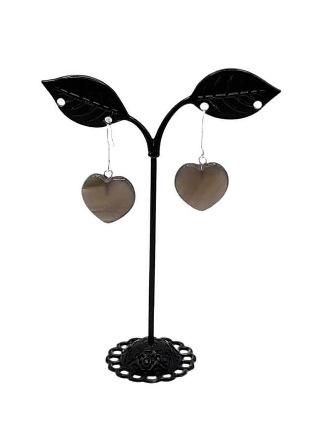 Grey heart earrings Hover Image