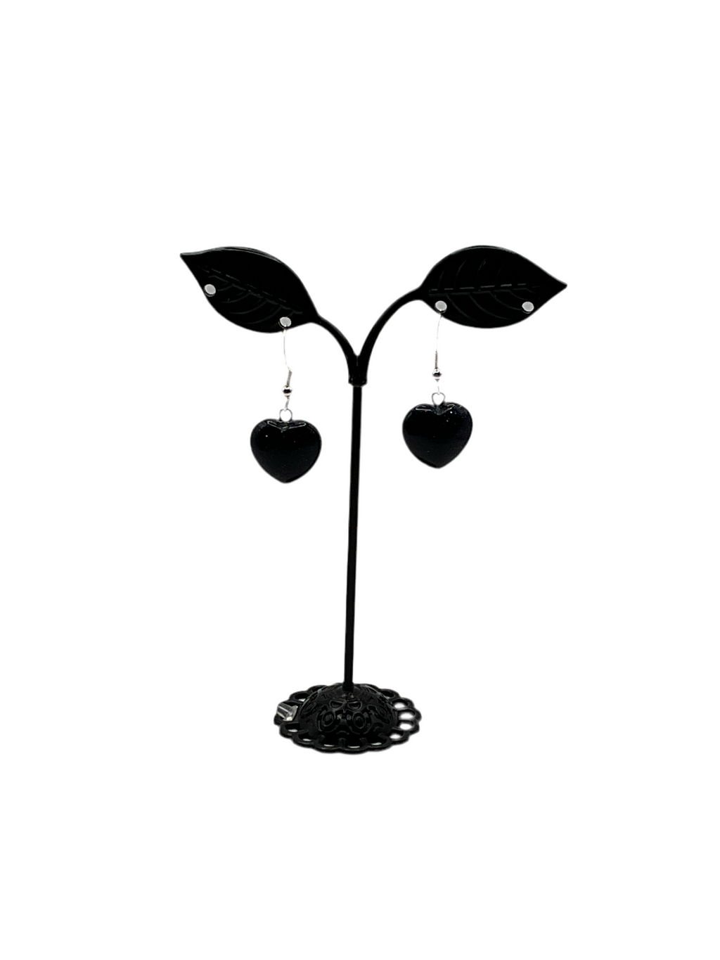 Black heart earrings