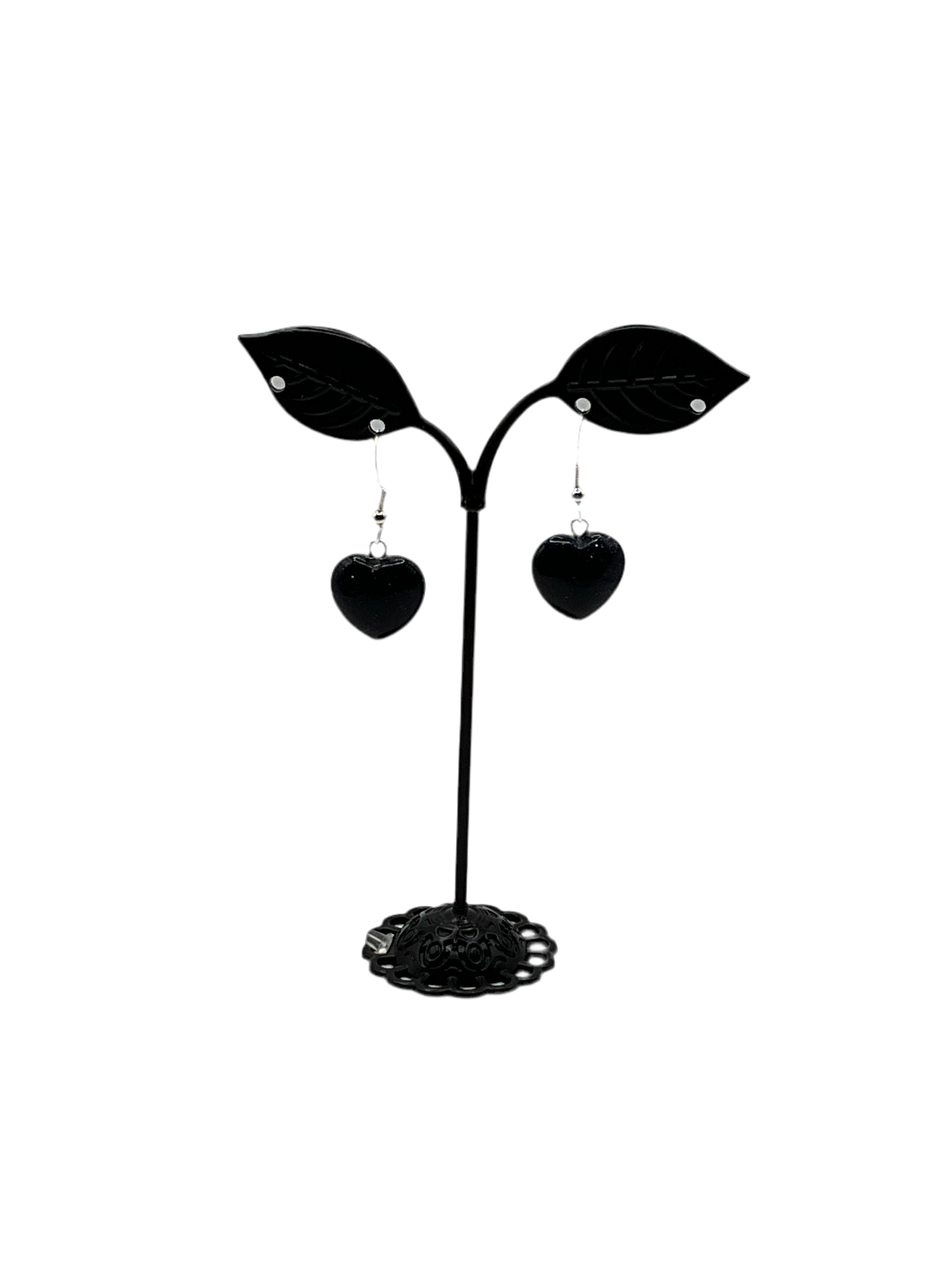 Black heart earrings