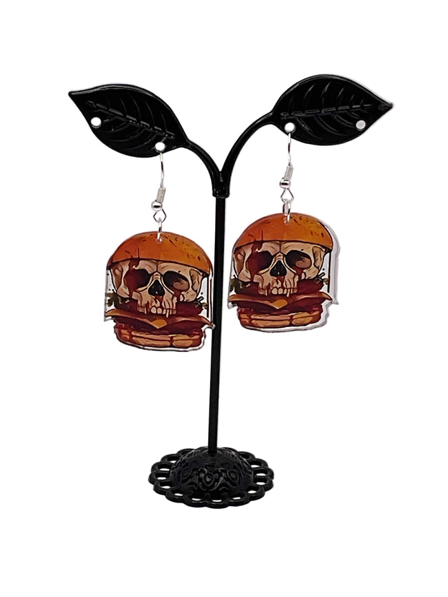 Double Skull Burger Earrings Hover Image