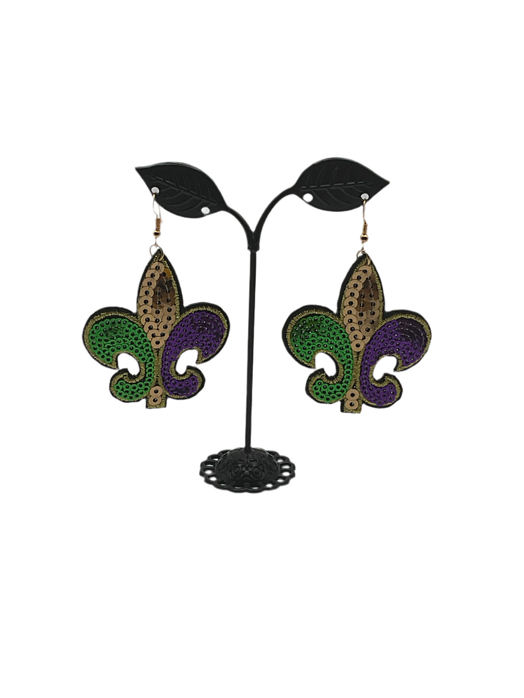 Sequin fleur-de-lis earrings