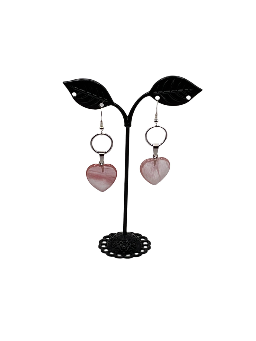 Rose Quartz Heart Earrings