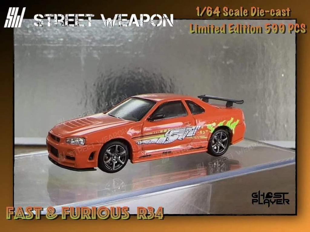 Street Weapon Nissan (R34) GT-R Fast & Furious Livery 1:64 - Collectors World Toys