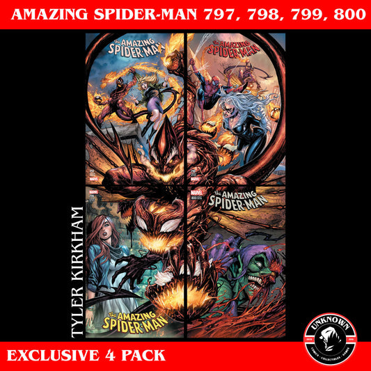[4 PACK] AMAZING SPIDER-MAN #797, #798, #799, #800 UNKNOWN COMICS CONNECTING COVERS KIRKHAM 2018 - Collectors World Toys
