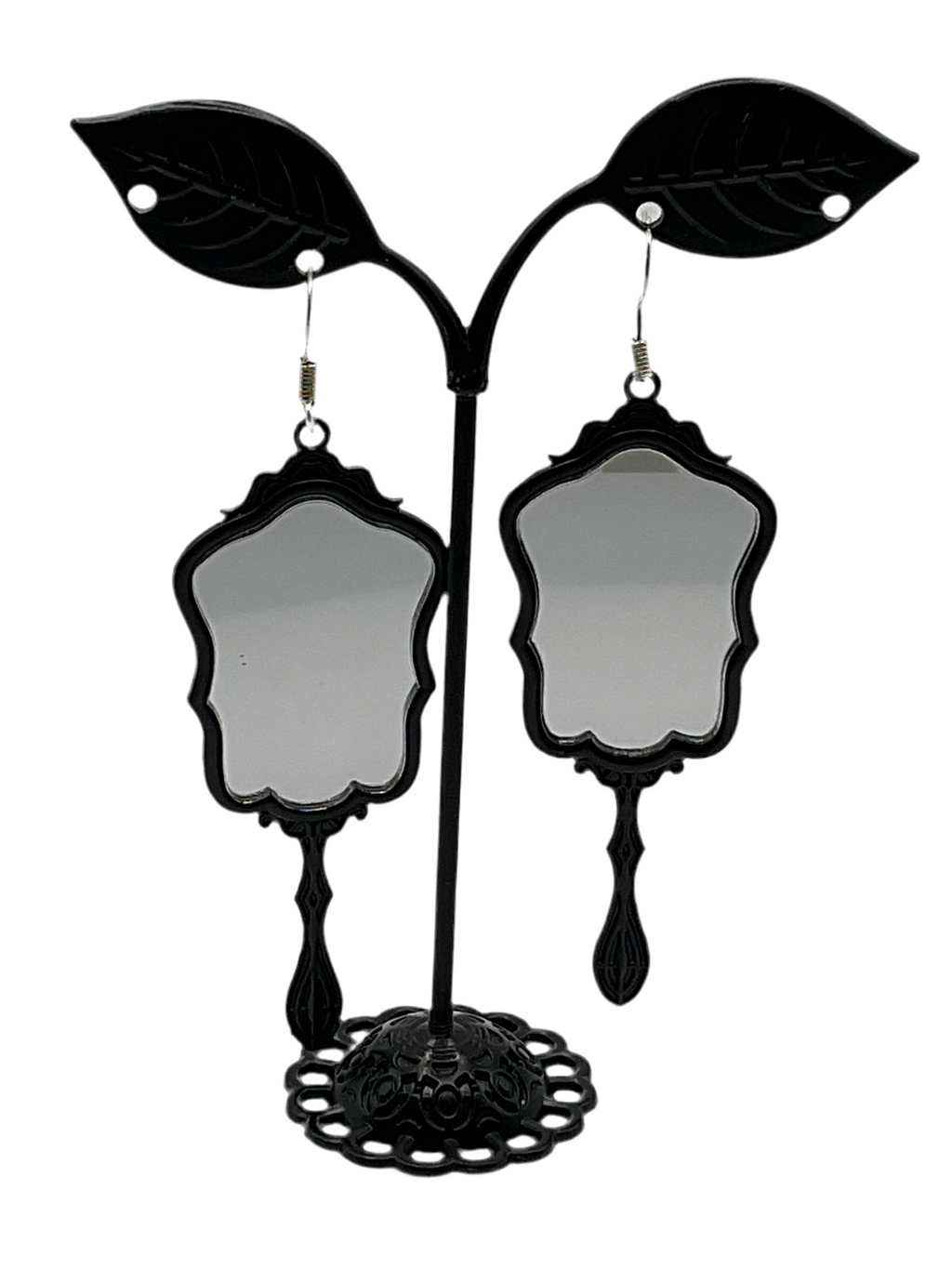 Black Hand Mirror Earrings