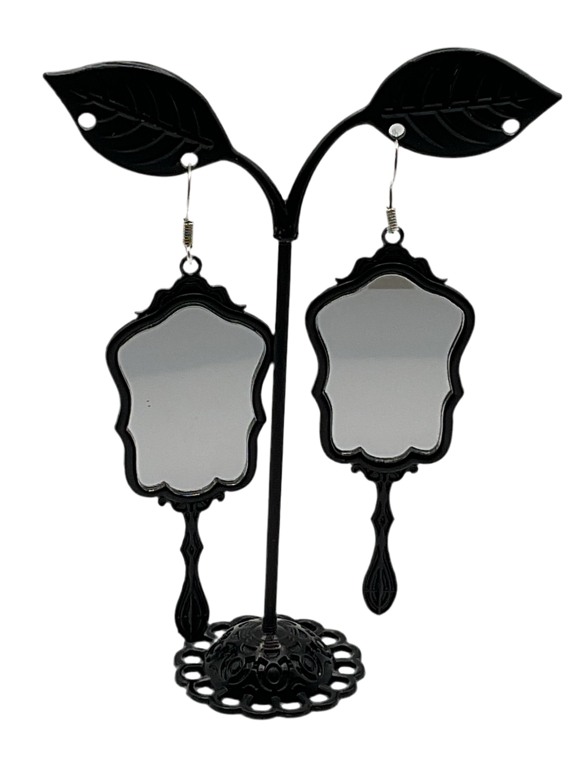 Black Hand Mirror Earrings