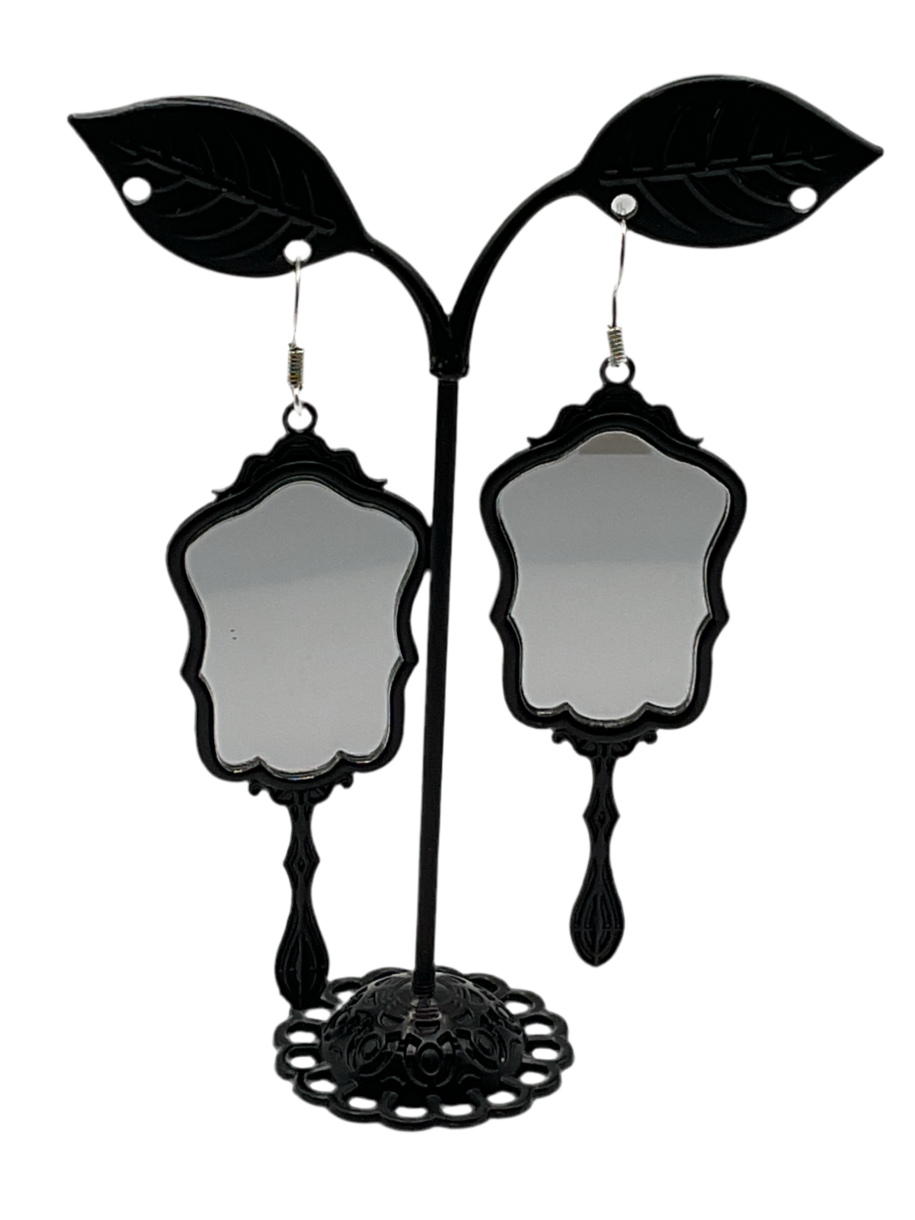 Black Hand Mirror Earrings