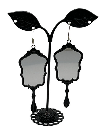 Black Hand Mirror Earrings