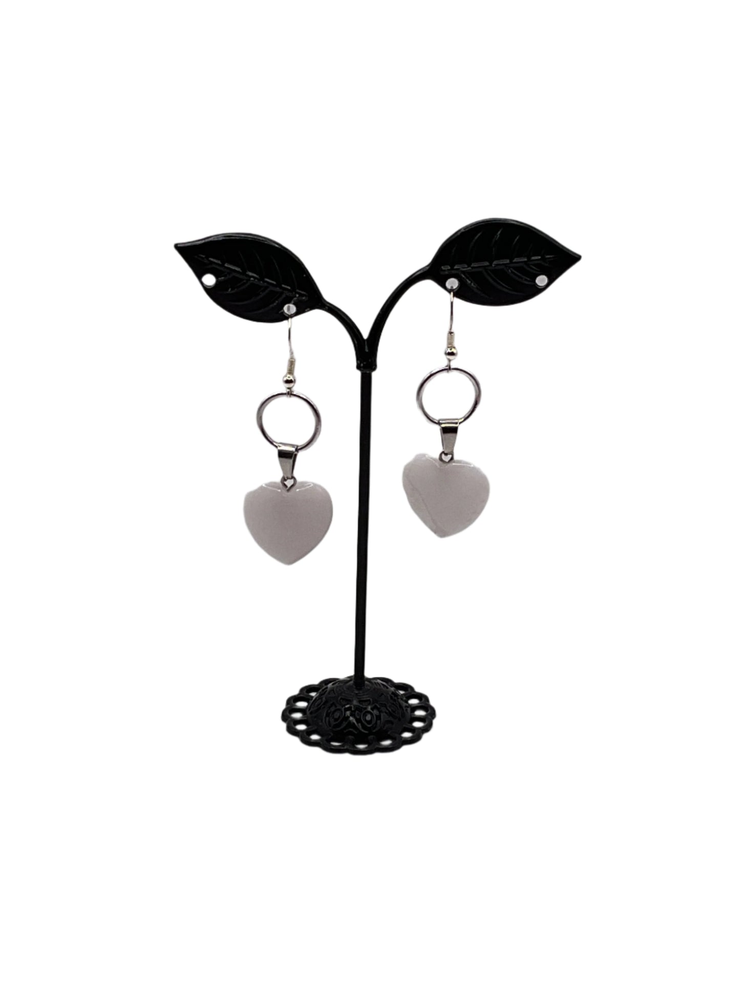 White heart earrings