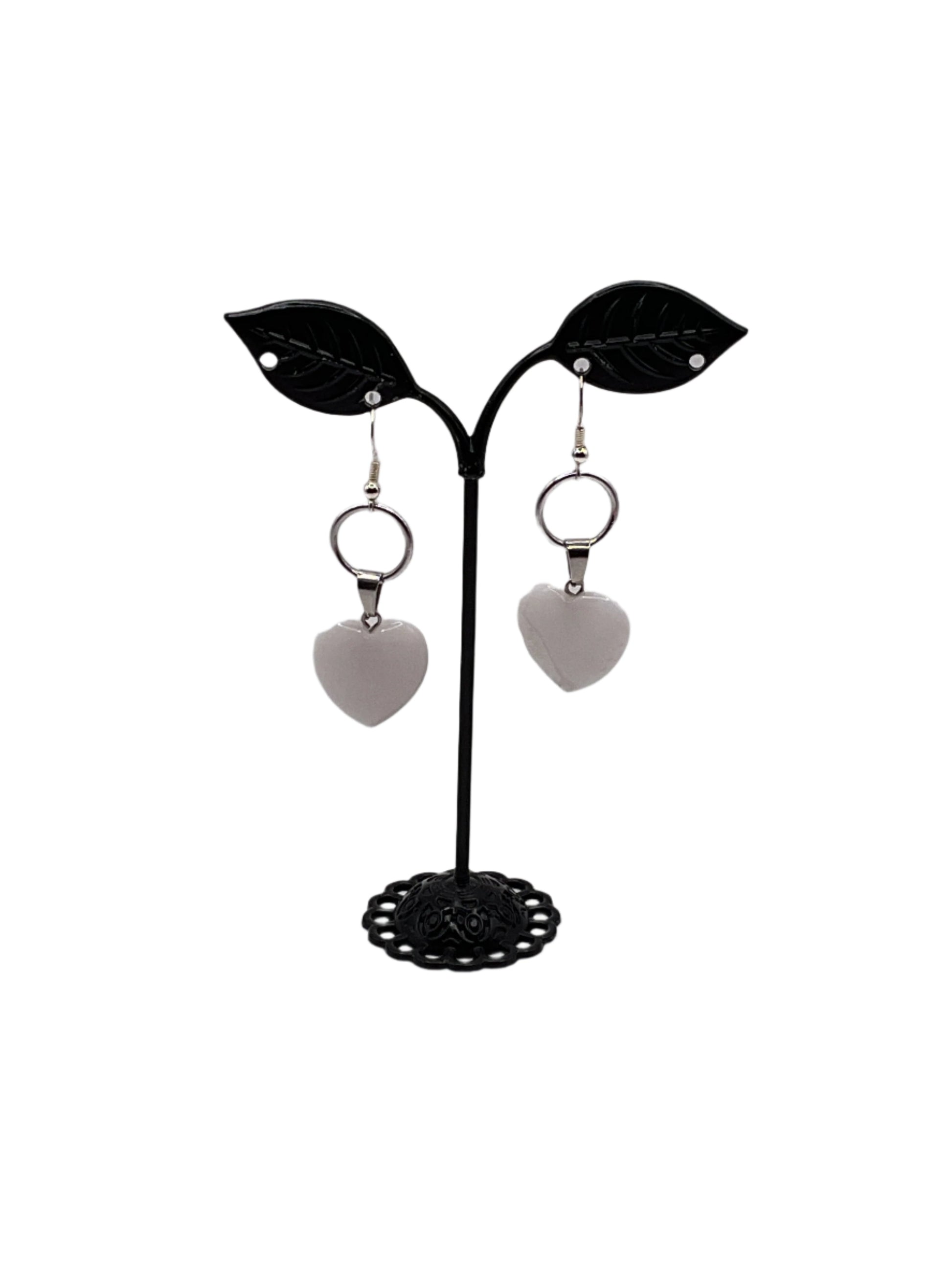 White heart earrings