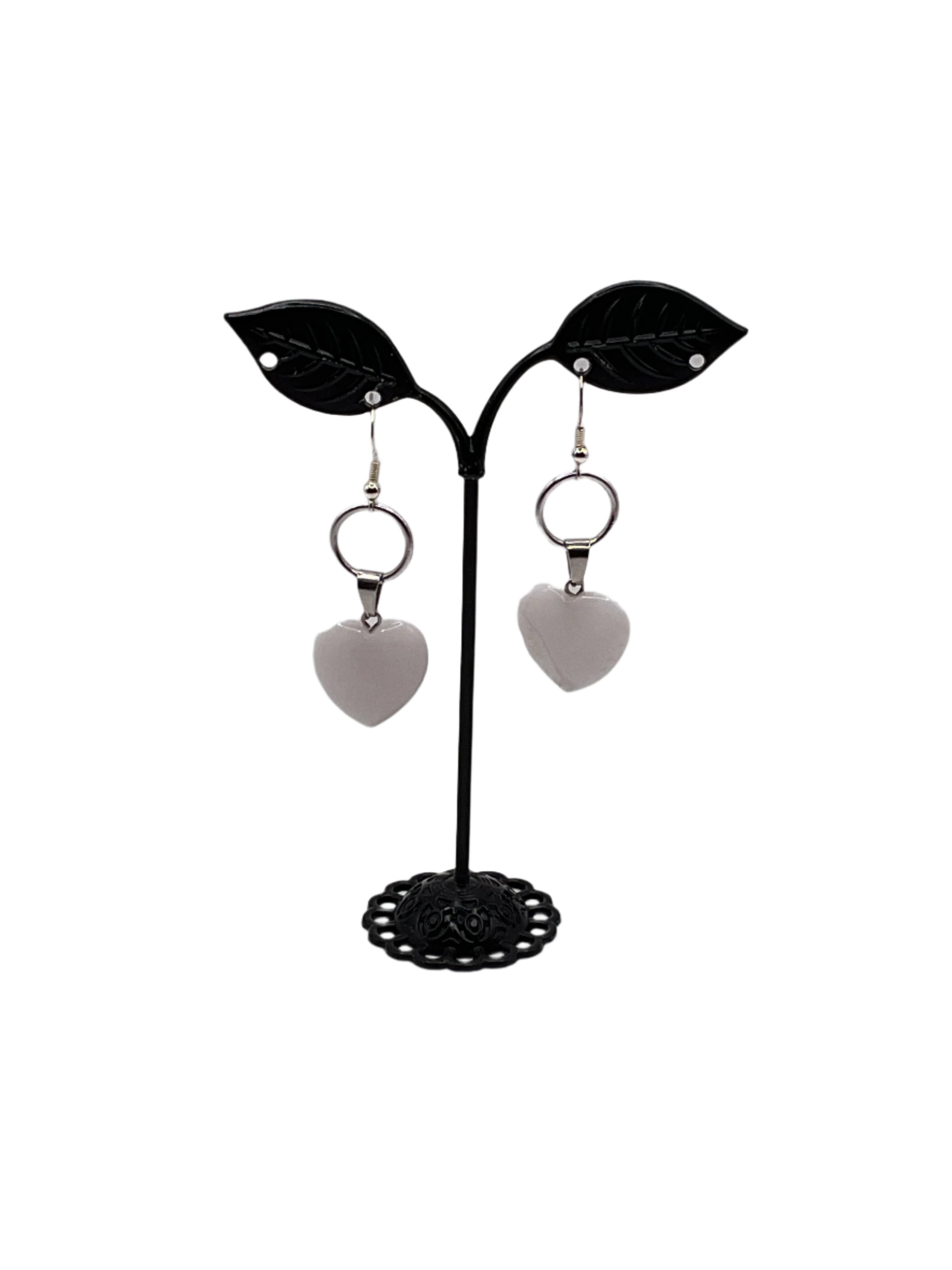 White heart earrings