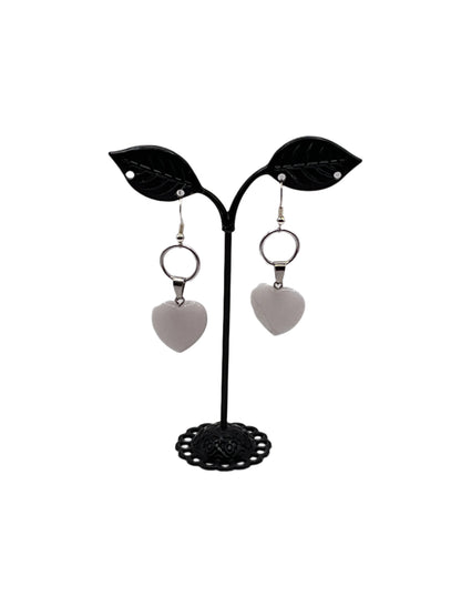 White heart earrings