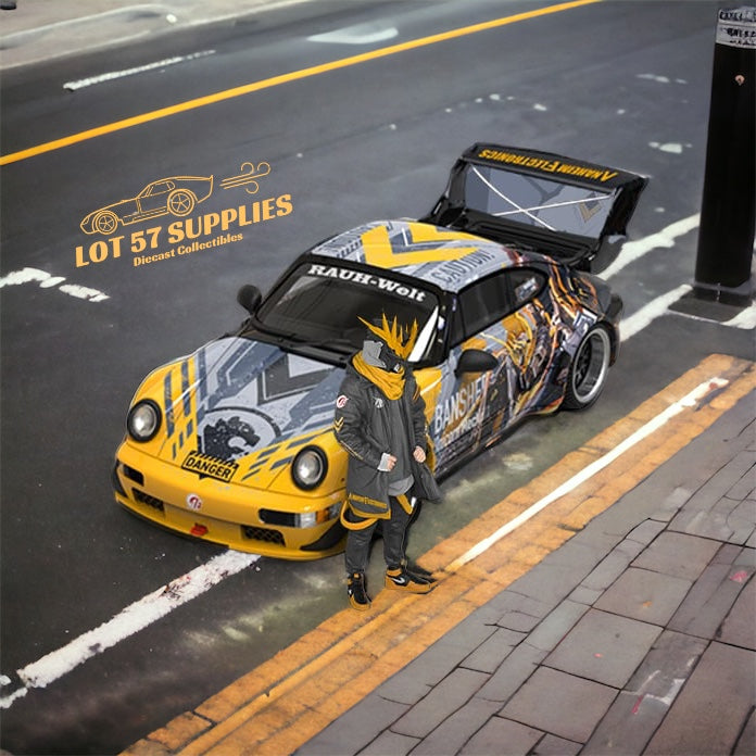 Cool Car Porsche RWB 964 BANSHEE MECHA Livery Figure Version 1:64