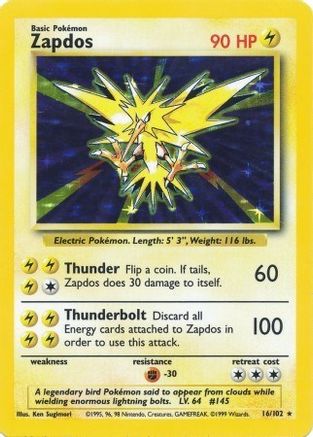 Zapdos 016/102 - Base Set Holofoil Main image