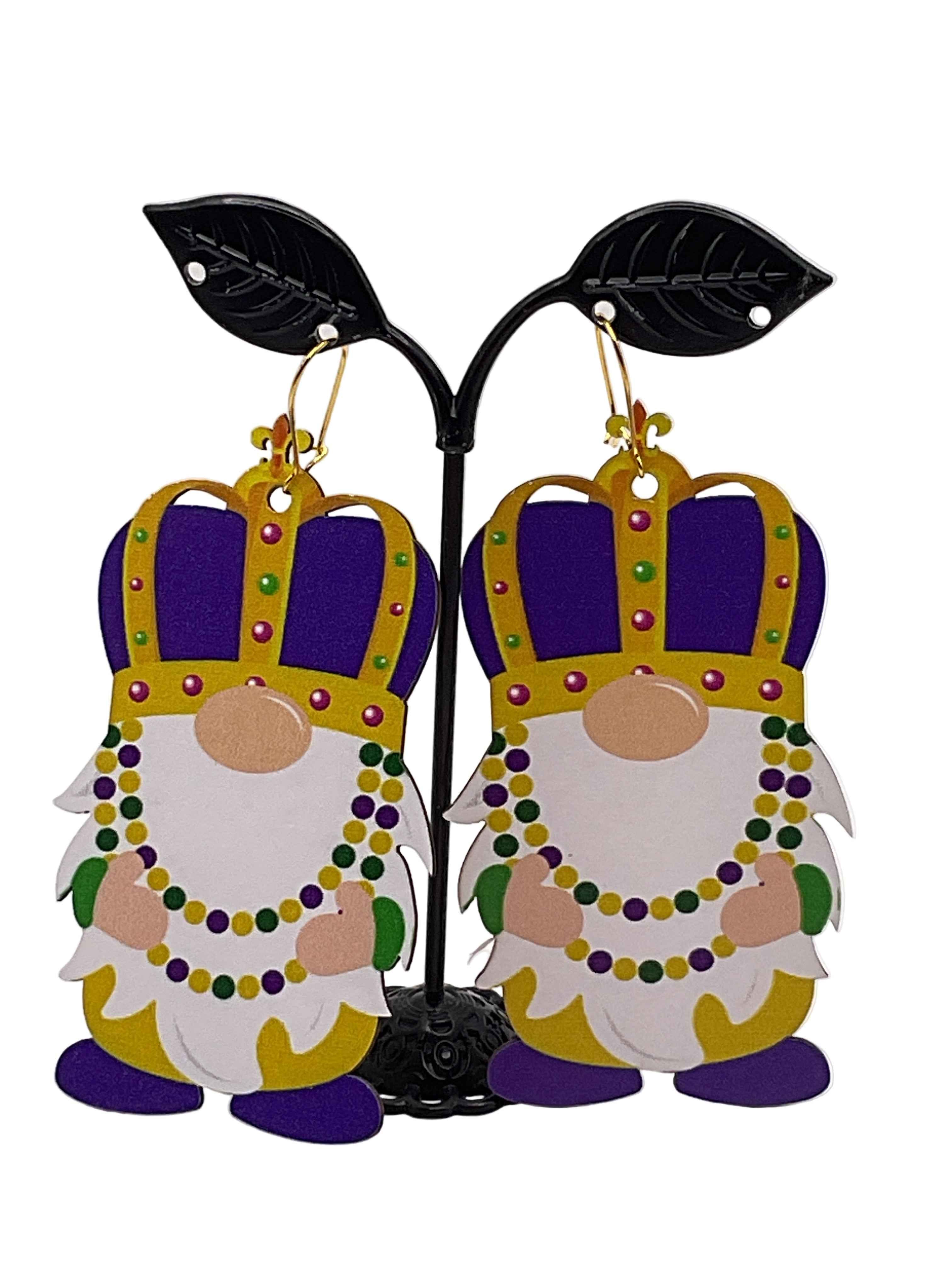 Mardi Gras Wooden Earrings