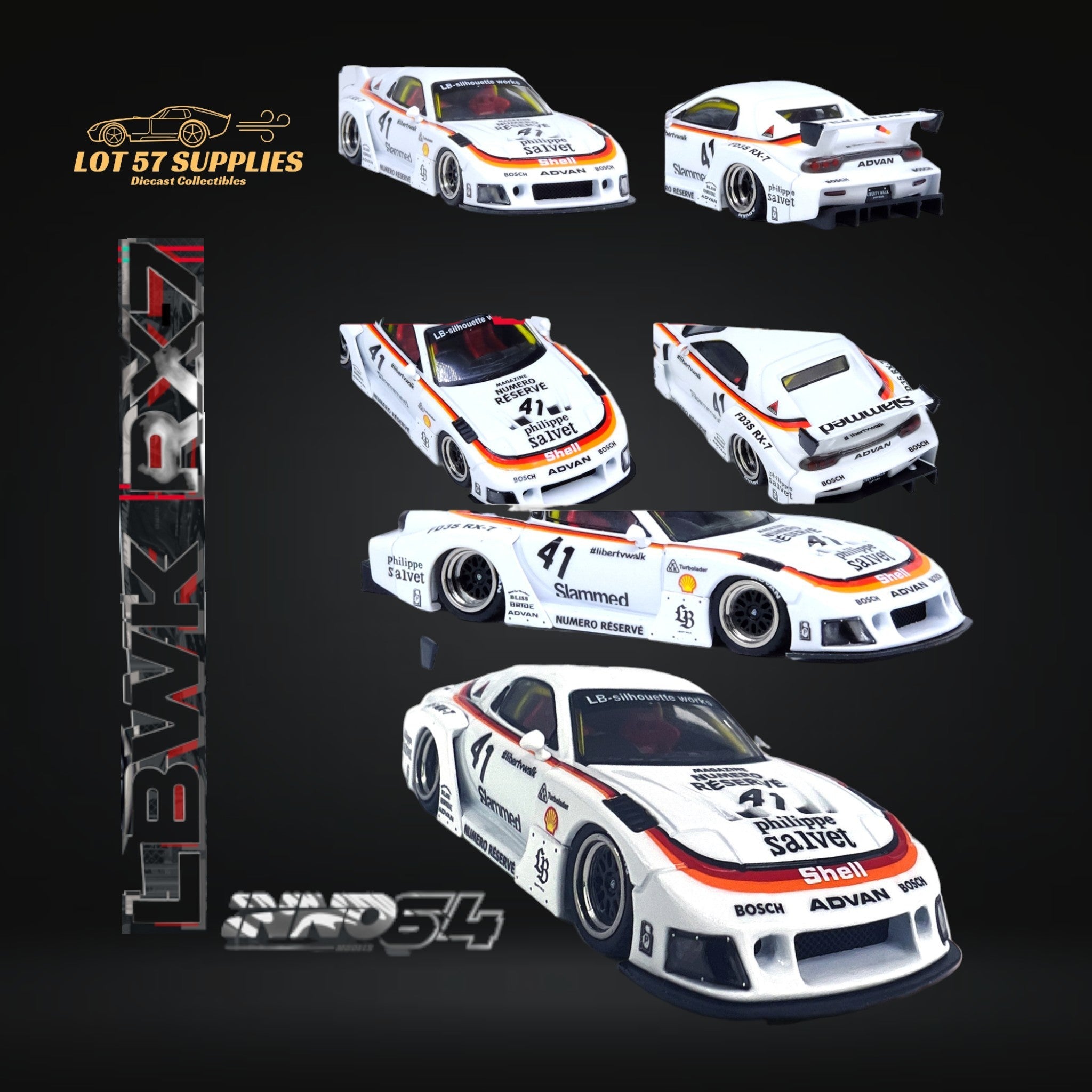 Inno64 Mazda RX-7 LBWK in White 1:64 IN64-LBWK-RX7-02 Main image