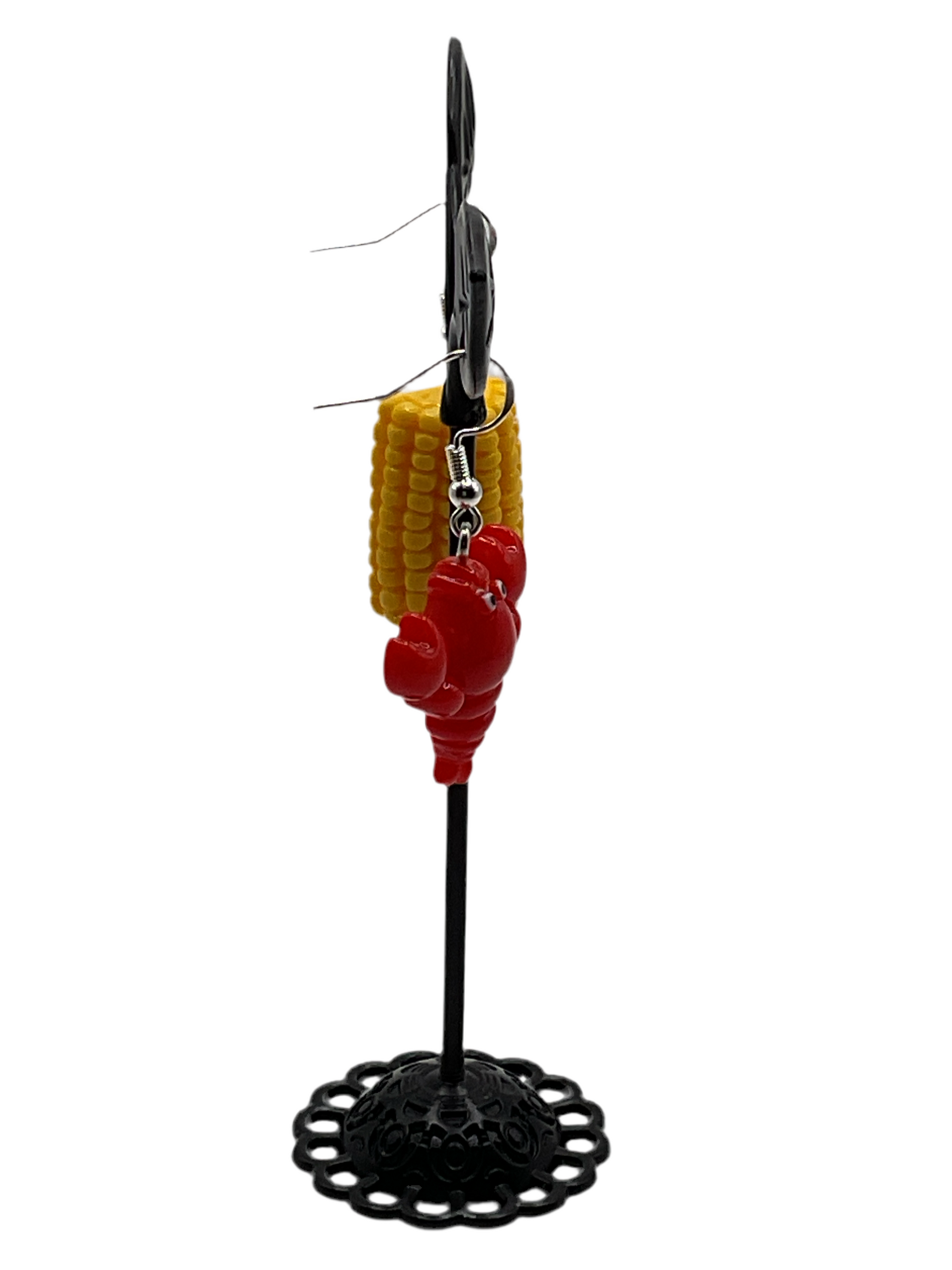 Crawfish and corn earrings