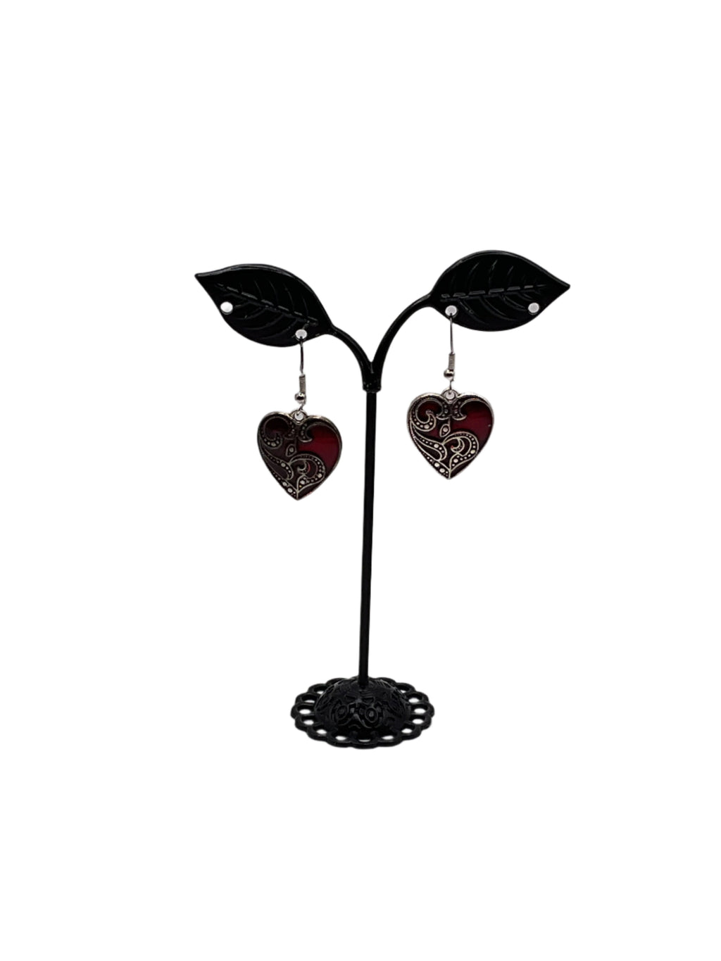 Red heart earrings