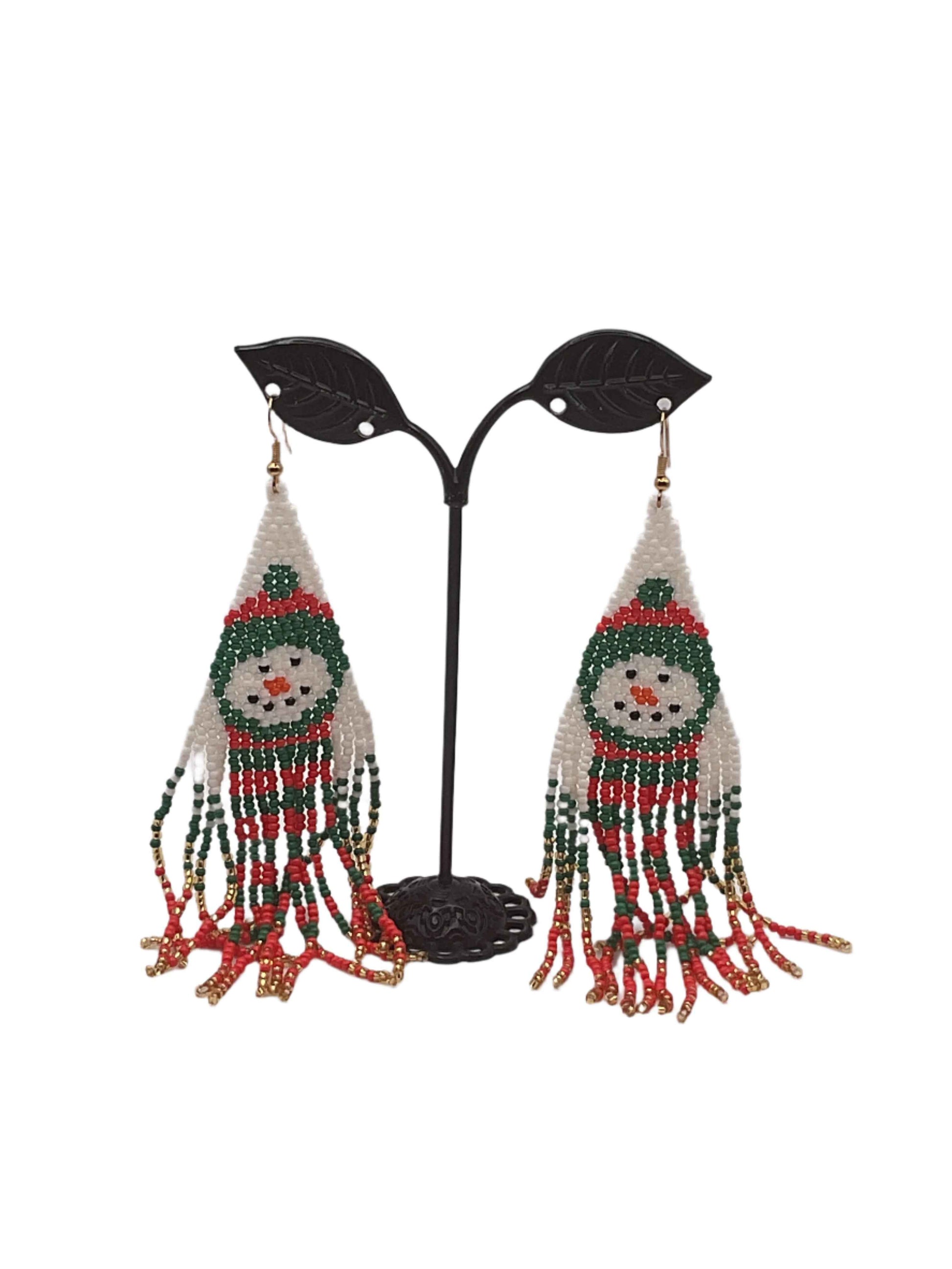 Christmas Snowman Tassel Earrings