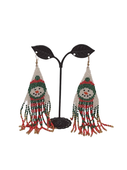 Christmas Snowman Tassel Earrings