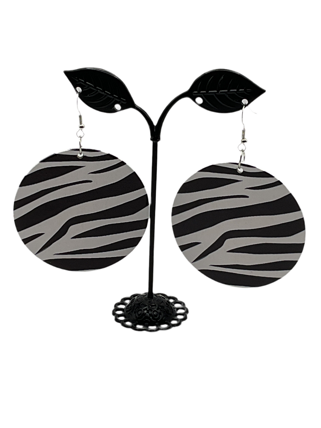 Round zebra earrings