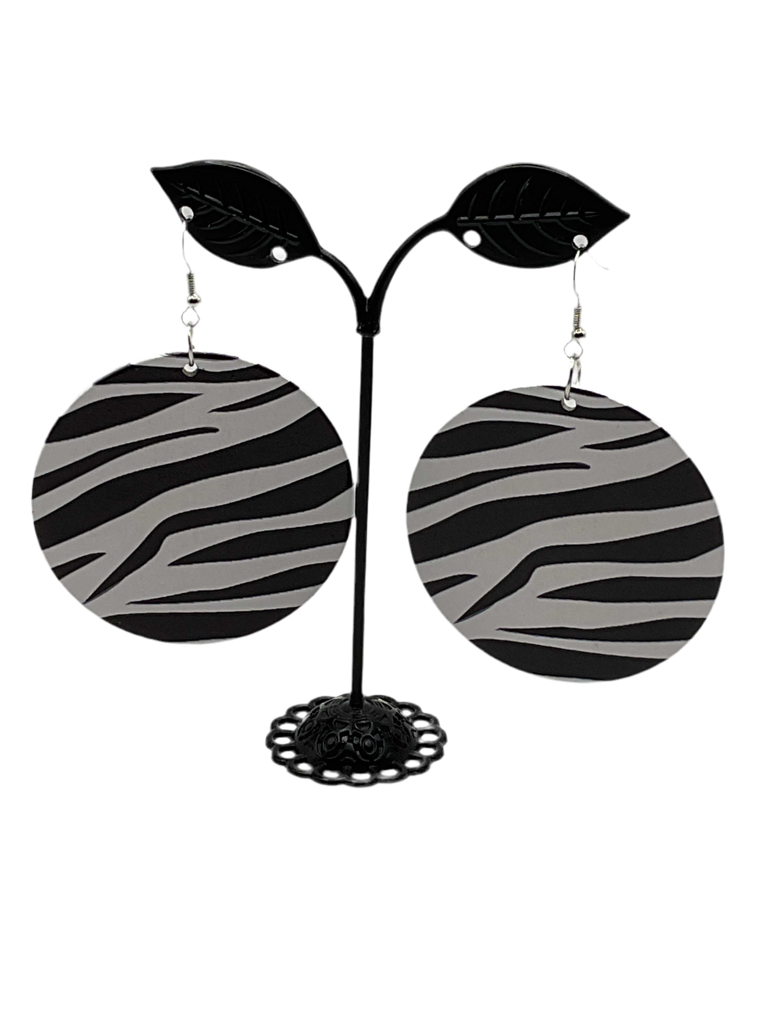 Round zebra earrings