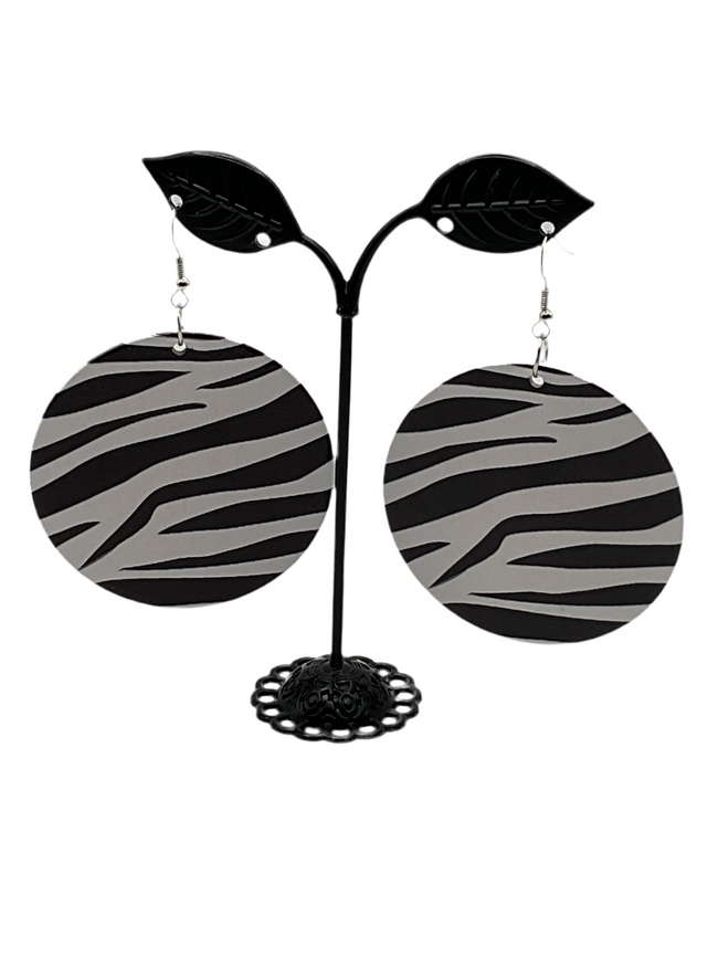 Round zebra earrings Hover Image