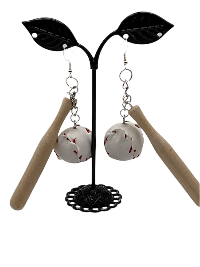 Baseball and Bat Earrings Hover Image