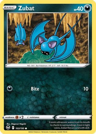 Zubat 103/195 - SWSH12 Silver Tempest Reverse Holofoil Main image