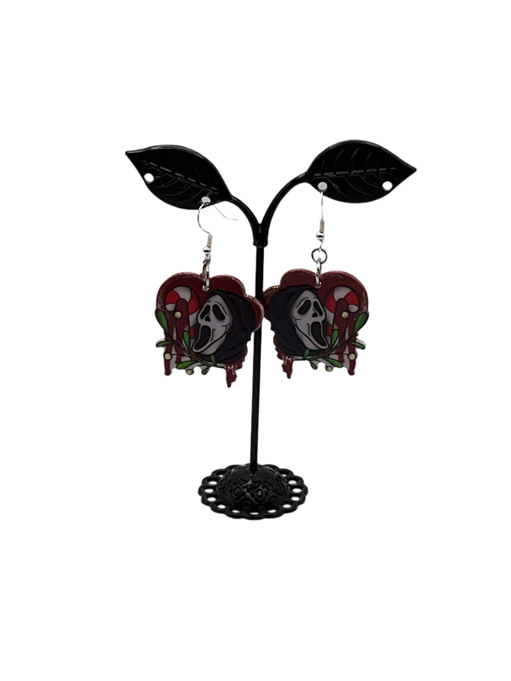 Ghost Face Scream Christmas Earrings