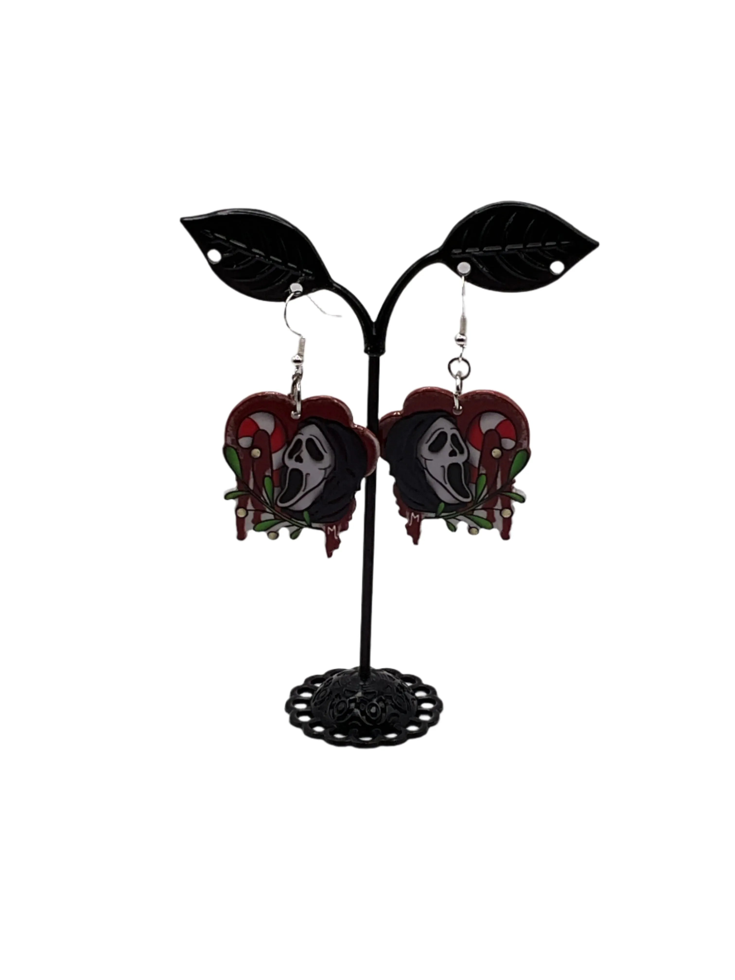 Ghost Face Scream Christmas Earrings
