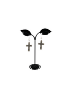 white cross earrings