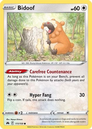 Bidoof 111/159 - Crown Zenith Reverse Holofoil Main image