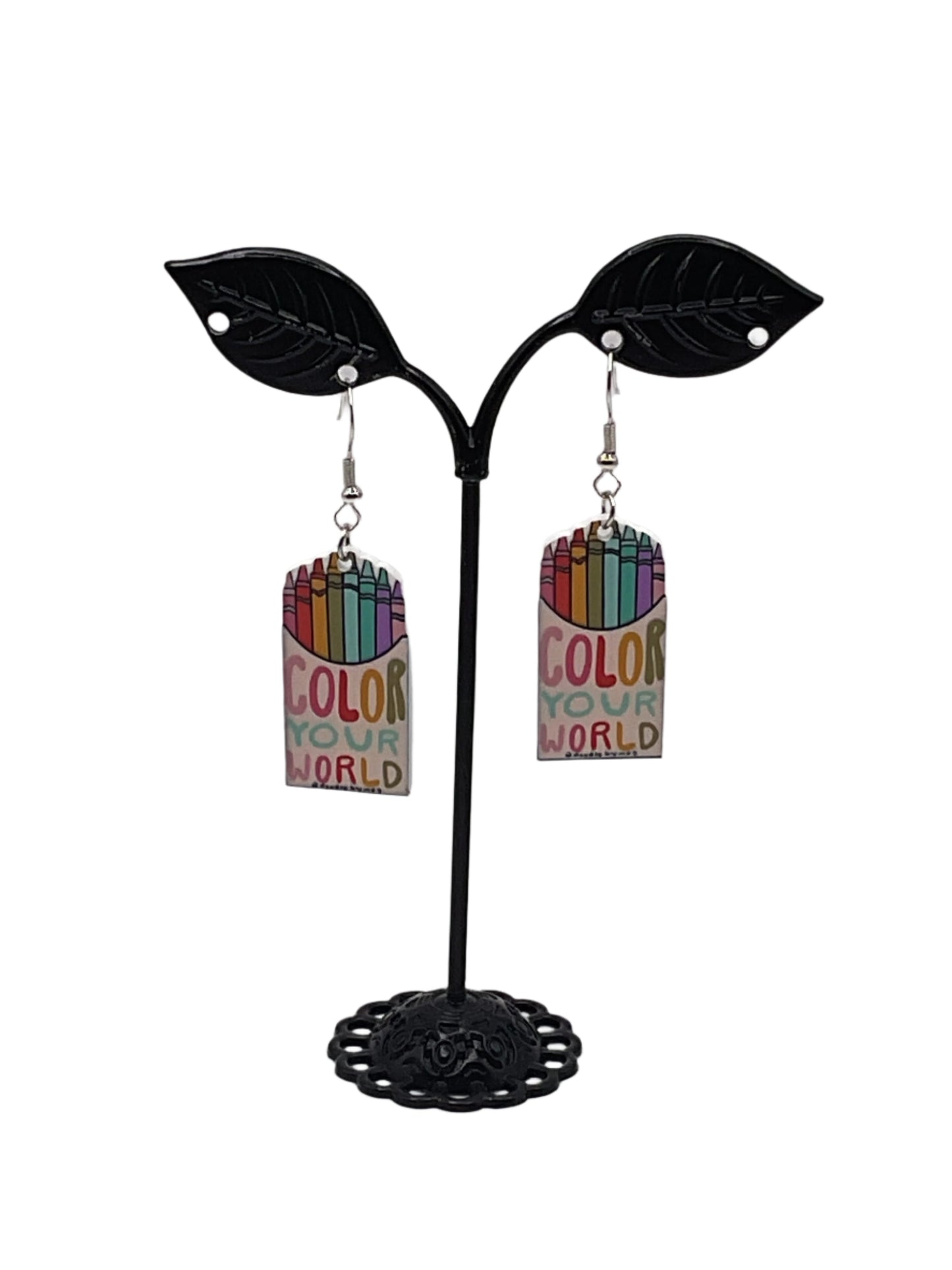 Color your world crayon earrings