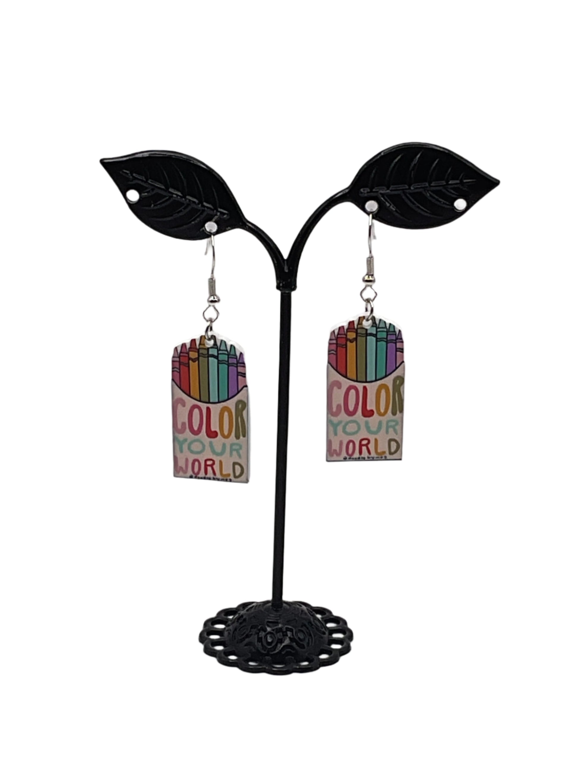 Color your world crayon earrings