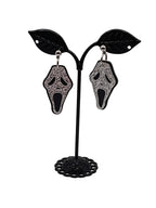 Silver Glitter Scream Earrings