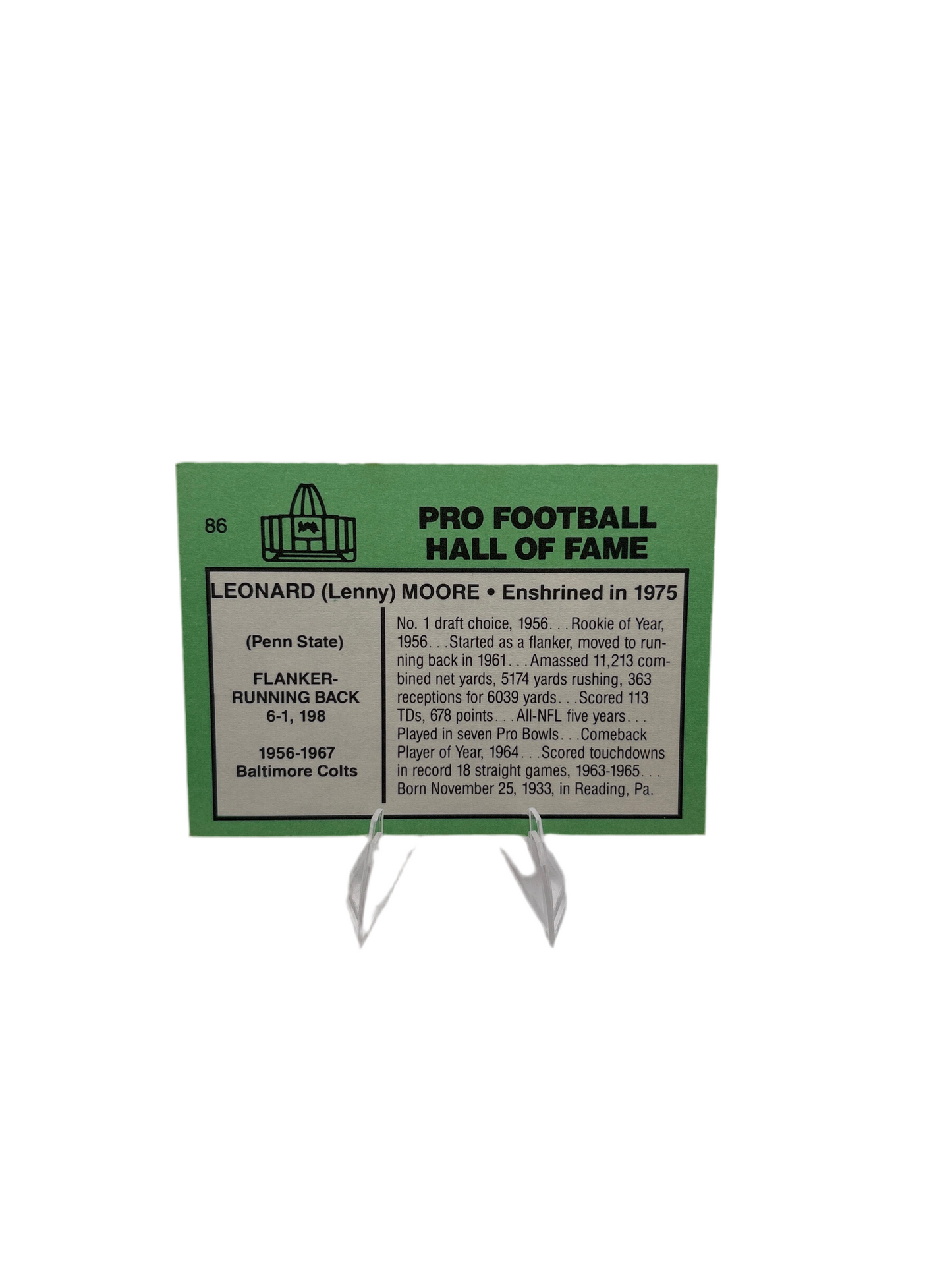 Football Immortals Leonard (Lenny) Moore