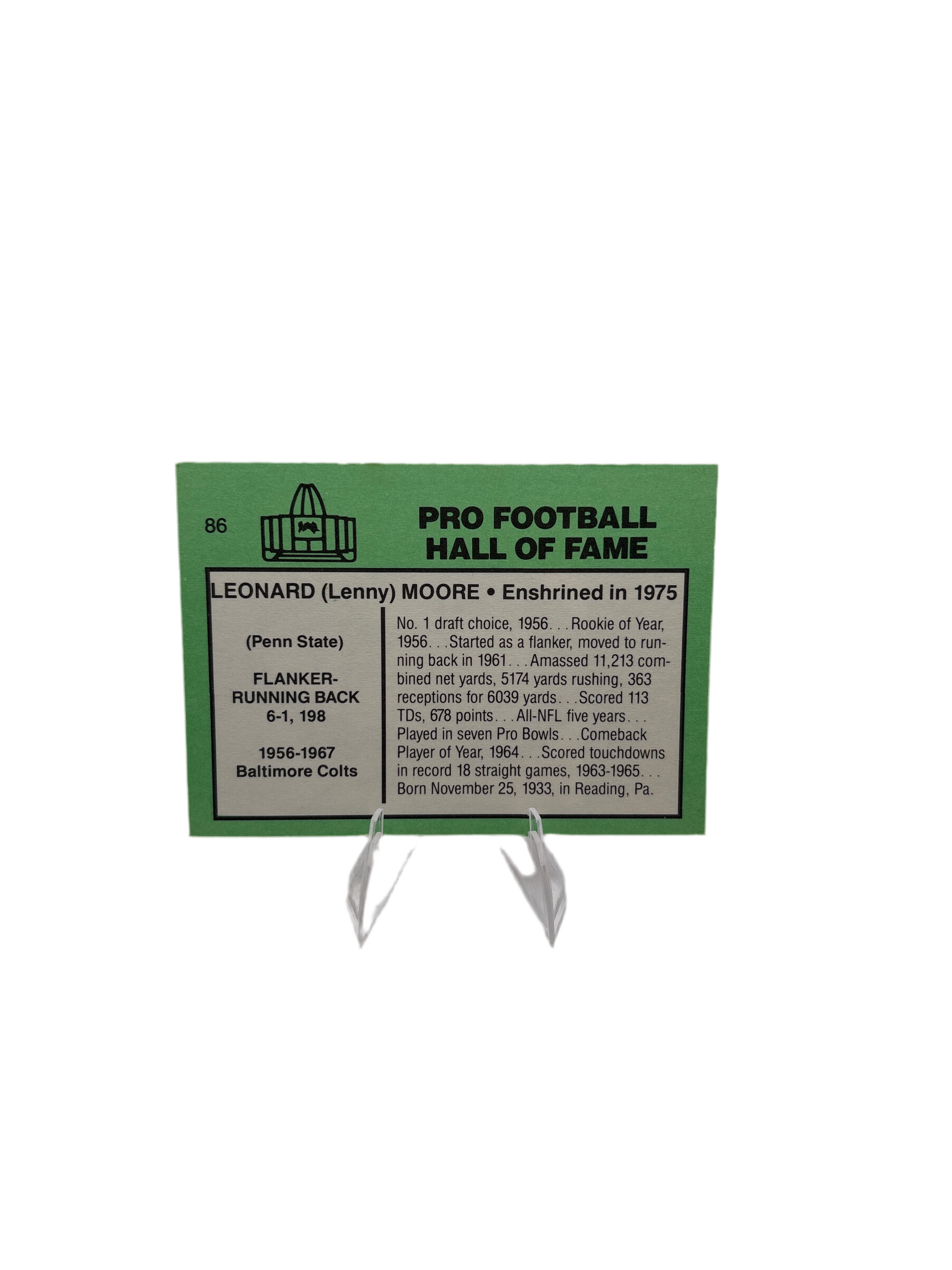 Football Immortals Leonard (Lenny) Moore